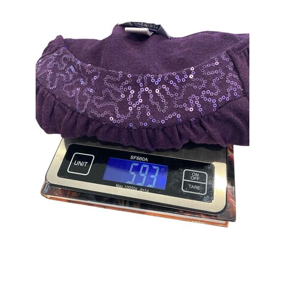 Christopher And Banks Purple Knit Top Petite PM Workwear Sequins Casual Office - Picture 13 of 13